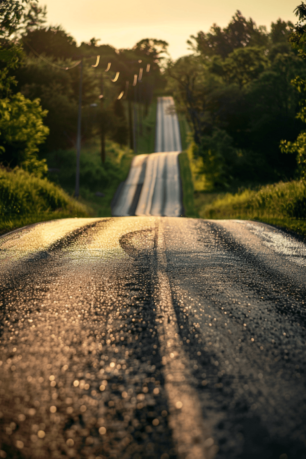 A road running forward into bright light